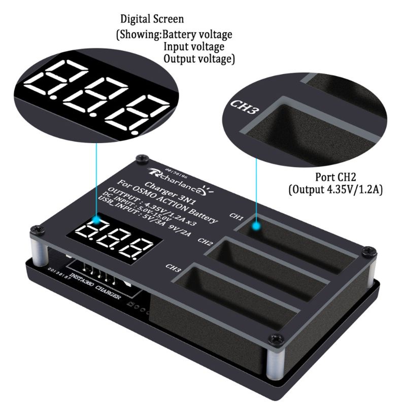 Bộ Chia 3 Cổng Sạc USB Mini Siêu Bền Tiện Dụng Cho Camera Thể Thao