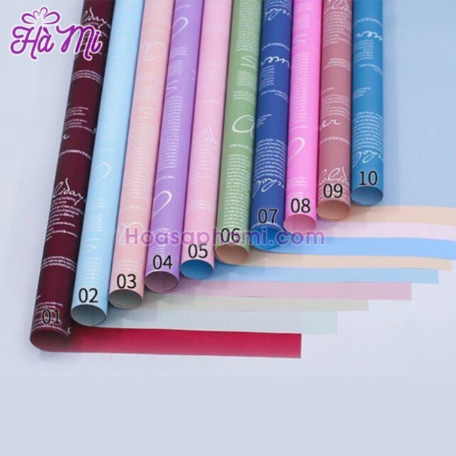 20 tờ giấy gói hoa cao cấp MIKA 2 mặt in chữ sang choảnh