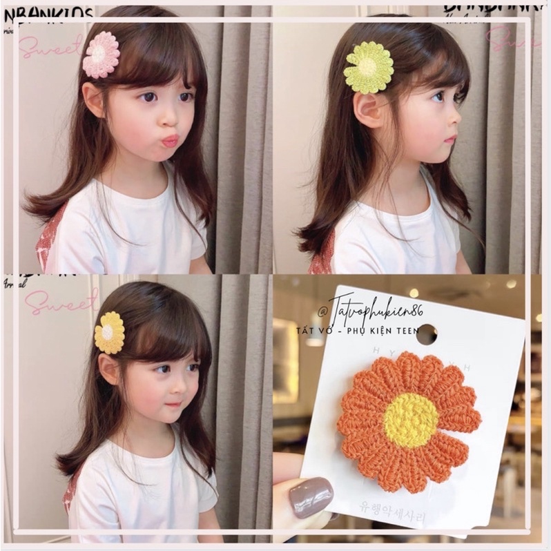 Kẹp tóc cho bé ❤️37 SALE❤️Kẹp tóc hình bông hoa và con vật đan len siêu dễ thuơng cực kì tỉ mỉ Cặp cho bé siêu xinh