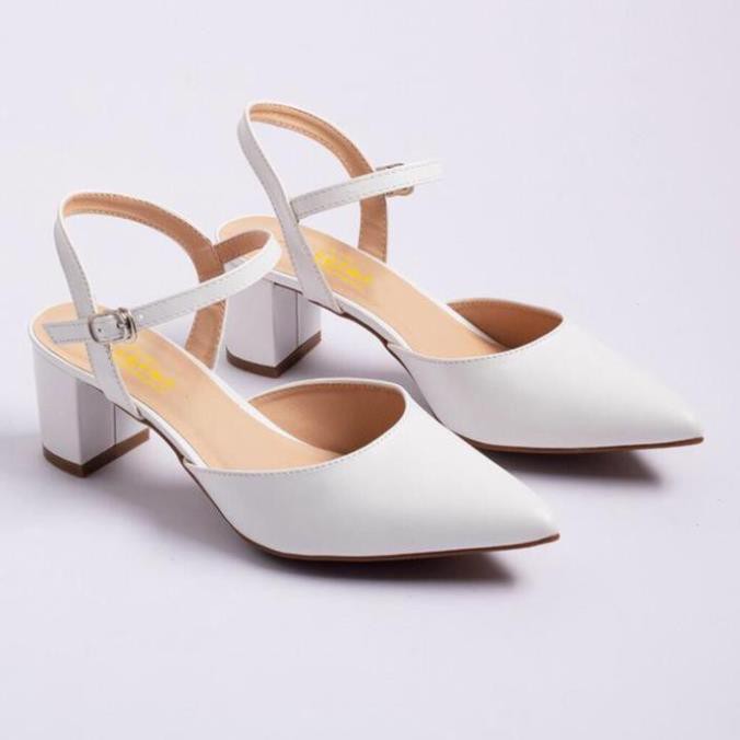 Giày sandal cao gót bít mũi hở hậu gót vuông 5cm MS 19017