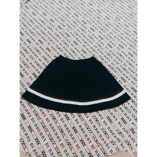 Chân váy len màu xanh đen phối màu size S M dáng ngắn xoè dập li hàng secondhand