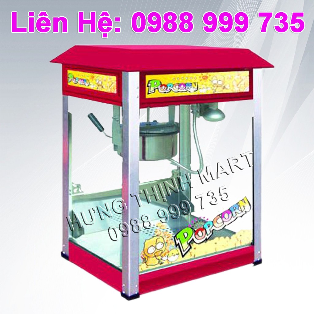 Máy làm bỏng bắp rang bơ chạy điện có tủ kính cường lực, Máy nổ bỏng ngô có chế độ nhiệt, có đèn chiếu sáng