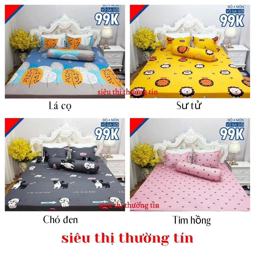 Ga Kèm Vỏ Gối Cotton Poly Trải Giường, Nệm Kiểu Hàn Quốc, Dễ Thương Giá Lại Rẻ