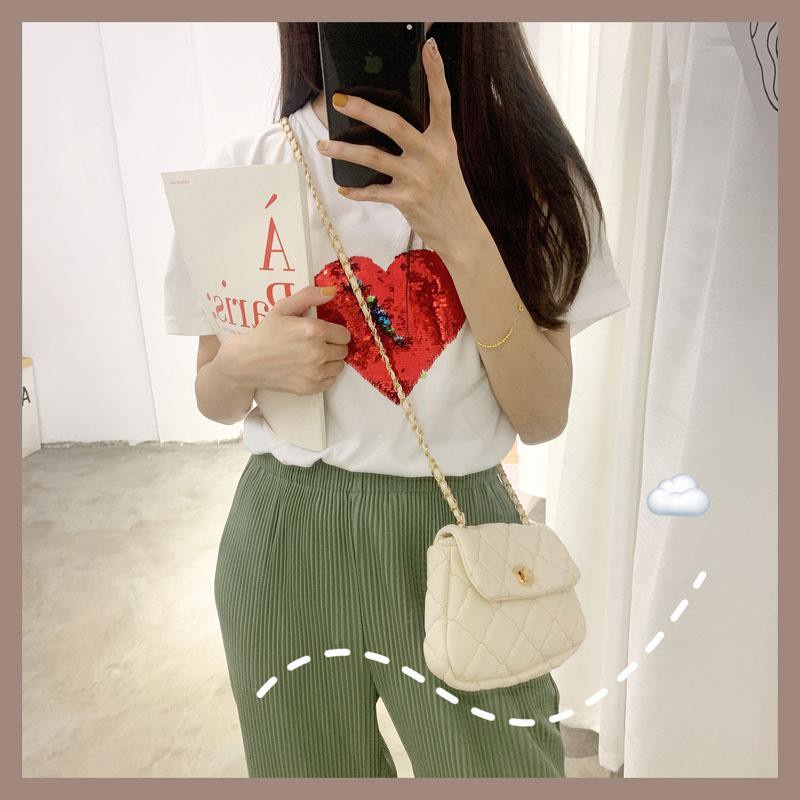 Túi đeo chéo vai mini hình mây vân hình thoi phối dây xích thời trang mùa hè Hàn Quốc mới 2020 dễ phối đồ cho nữ