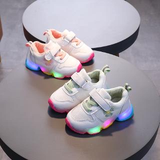 Giày thể thao quai dán thoáng khí có đèn LED dưới đế cho bé