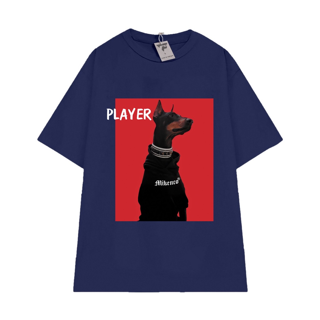 Áo thun unisex tay lỡ PLAYER in hình chú chó FPLUS FP83