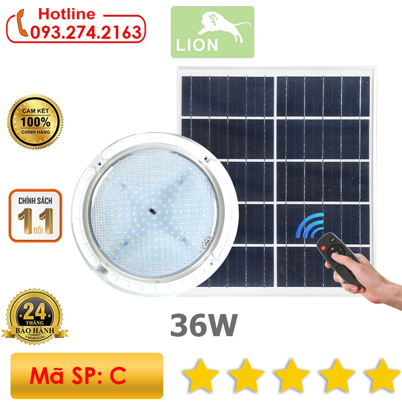 Đèn Ốp Nổi Năng Lượng Mặt Trời 36W - Đèn Chính Hãng LION Solar Light Bảo Hành 2 Năm - Đèn Chiếu Sáng Ko Cần Đi Dây Điện