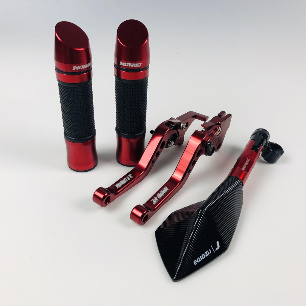 HÌNH THẬT Combo: 02 bao tay gù ý, 02 tay thắng  , 01 kiếng  chiếu hậu dùng cho các dòng xe -MÀU ĐỎ