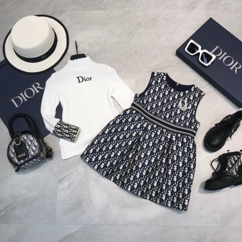 Không Có Nhãn Hiệu Trên Quần Áo1 Bộ Áo Tay Dài + Chân Váy Cotton Thời Trang Phương Tây Dành Cho Bé Gái