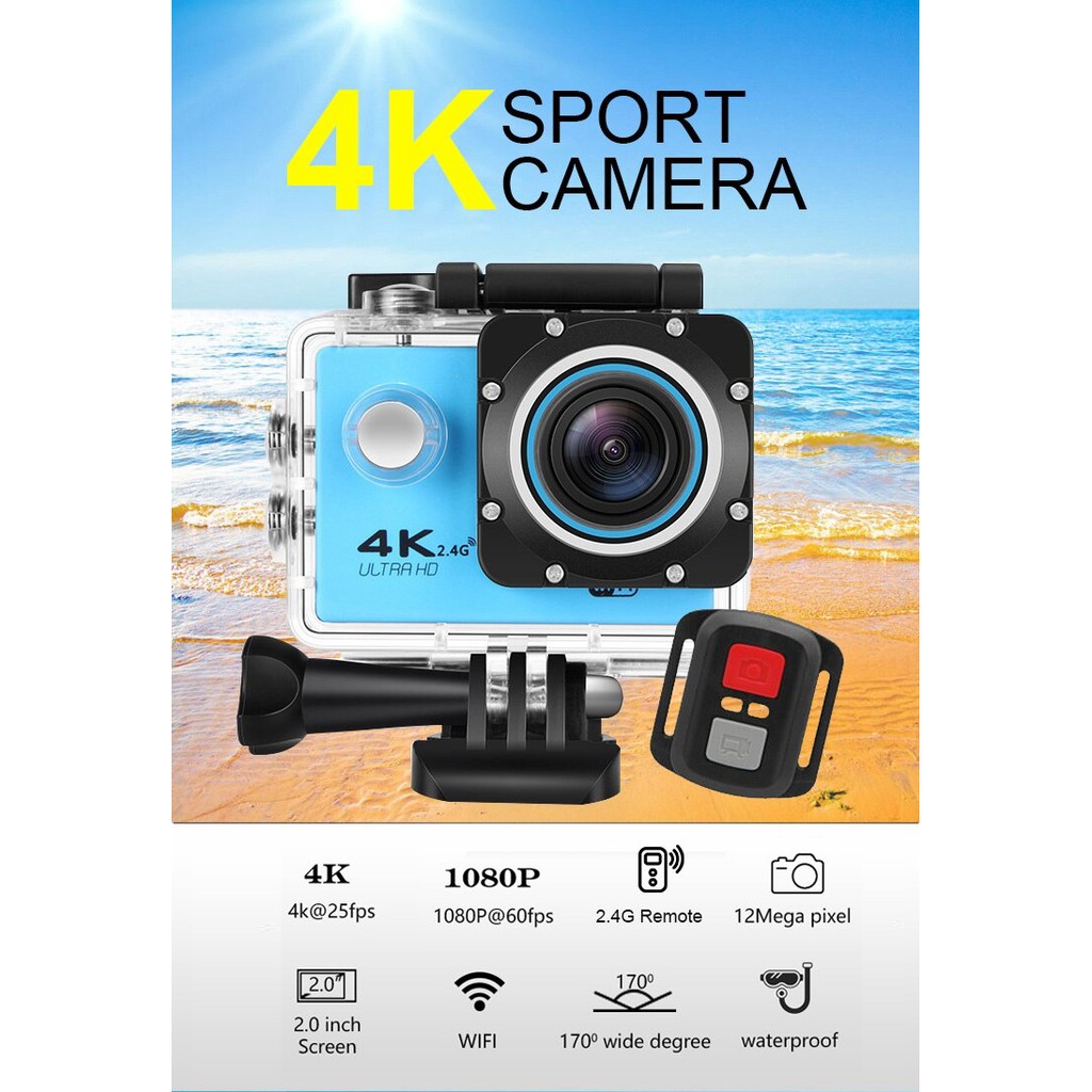 Camera Hành Động Waterproof 4K Sports WIFI LED Kèm Remote