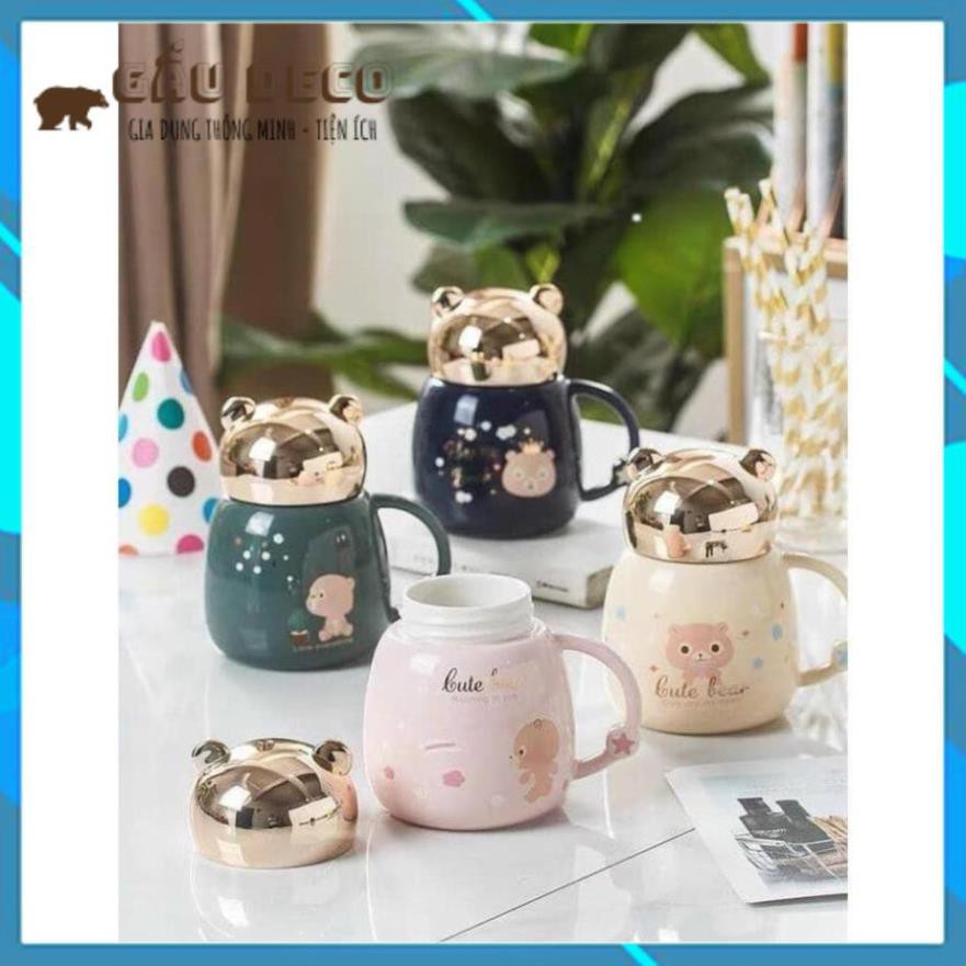Cốc sứ gấu, ly sứ giữ nhiệt hình gấu - Dễ thương
