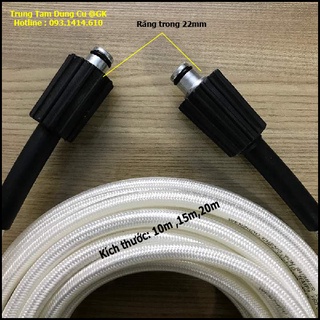 DÂY XỊT RỬA XE CAO ÁP, dây rửa xe ren 22mm dùng cho máy rửa xe gia đình, máy rửa xe mini