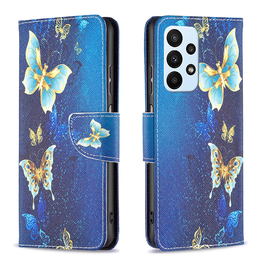 Mới Bao Da PU Điện Thoại Nắp Lật Nam Châm Kiêm Ví Đựng Thẻ Vẽ Họa Tiết Cho Samsung Galaxy A23 A33 A53 A73 A52S A52 5G