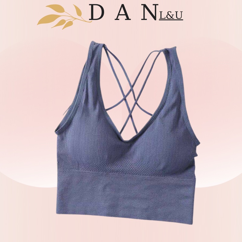 Áo Ngực Dáng Dài Tập Gym Nữ Đan Lưng Dây Chéo Cực Xinh DAN L&amp;U 8088