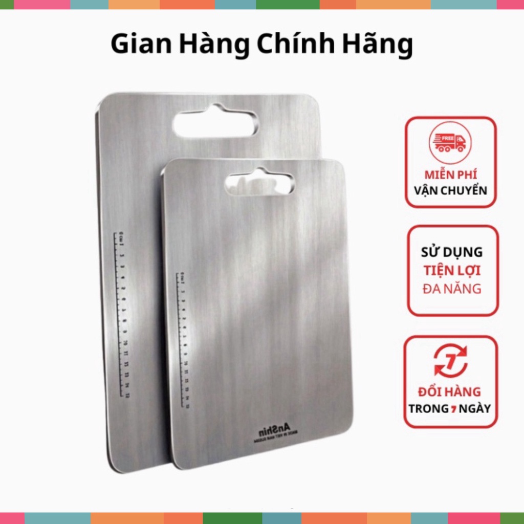 Thớt inox 304 cao cấp kháng khuẩn - chống ẩm mốc độc hại, vệ sinh dễ dàng, tiện lời, cường lực không mùn gỗ, an toàn