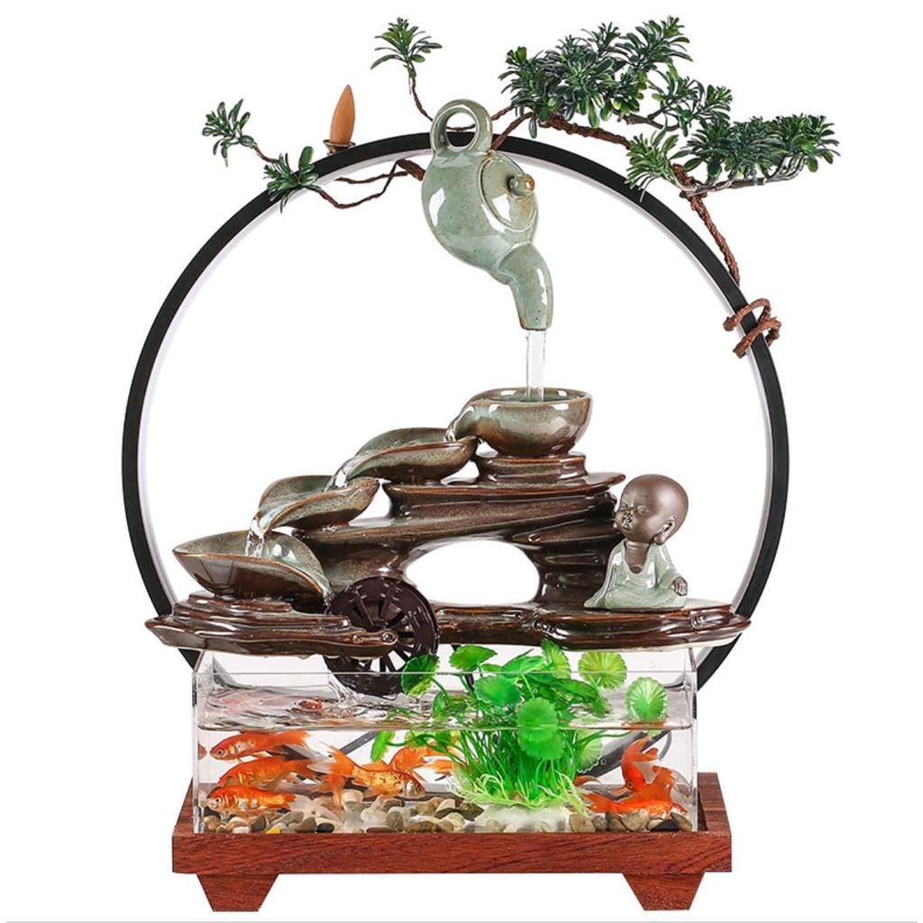 thác nước phong thủy bể cá. bể cá tiểu cảnh . thác phong thủy. bể cá mini. bể cá phong thủy hương trầm tự nhiên.