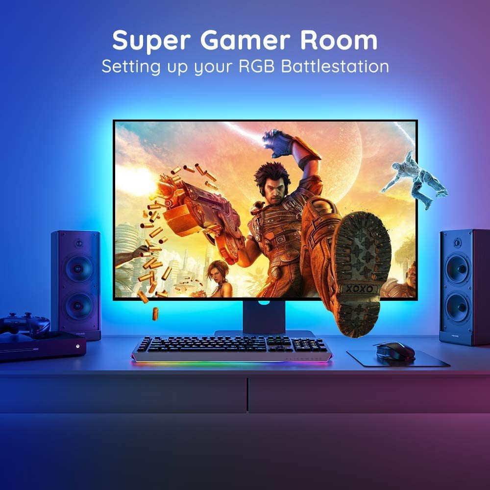 Đèn led dán viền TV 16 triệu màu - Nháy Theo Nhạc - Nhiều hiệu ứng - Điều khiển qua Remote và APP smartphone