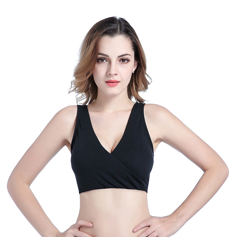 Áo ngực viền chéo thoáng khí size M-XXL với 4 màu tùy chọn cho bà bầu