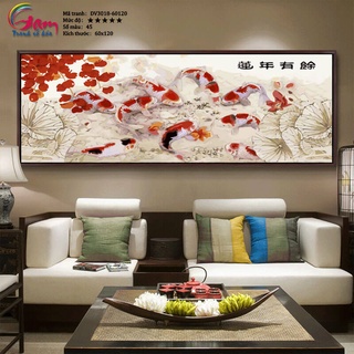 Tranh sơn dầu số hoá tự tô màu niên niên hữu dư DV3018 chưa căng khung