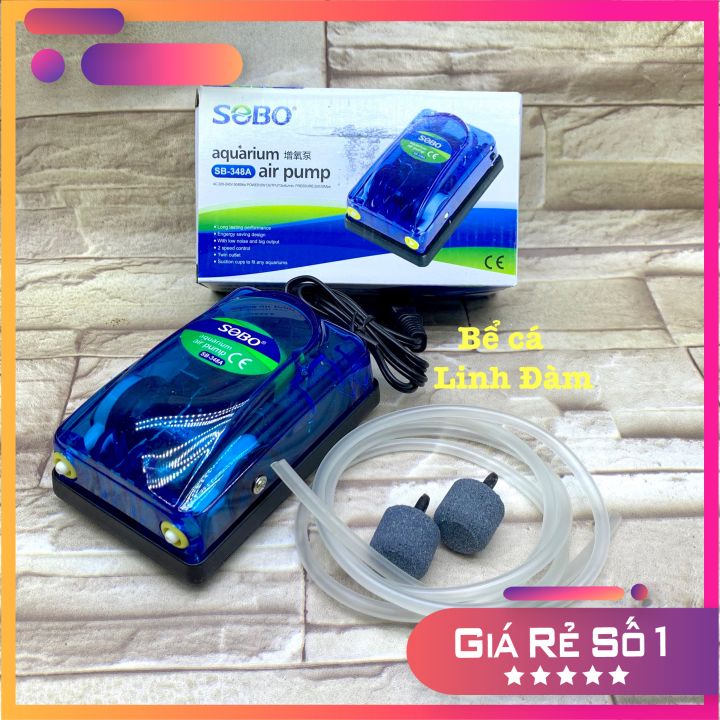 Máy sủi oxy mini 1 vòi 2 vòi SOBO 248A 348A- Máy sủi oxi giá rẻ cho bể cá