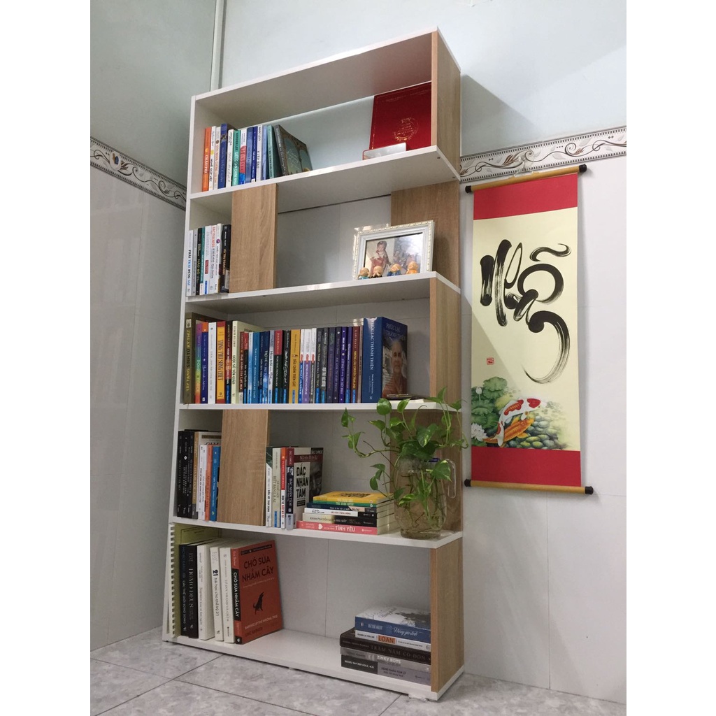 (XẢ) Kệ sách gỗ kệ để đồ nhiều ngăn hiện đại lạ mắt decor quán cafe trang trí nhà cửa - gp105b