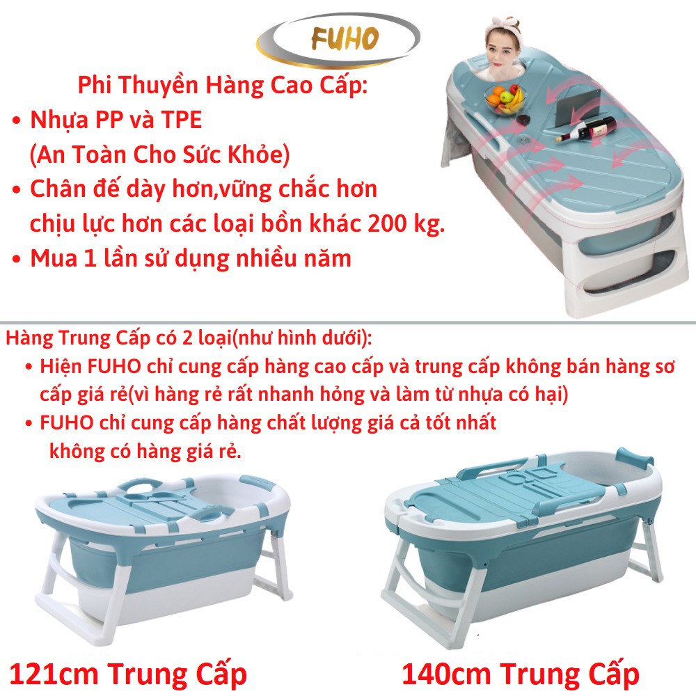 Bồn tắm gấp gọn cho người lớn FUHO chất liệu nhựa PP và hạt nhựa TPE, có thể làm bể bơi cho bé 166A