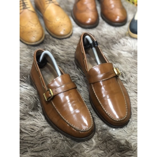 [Giày 2hand] [Size 42] [TonaShoe] Giày Tây Lười Da Bóng Màu Nâu Đồng