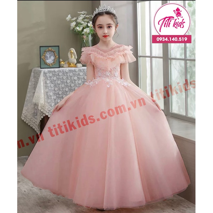 Đầm Công Chúa Bé Gái TiTiKids Đầm Xếp Ly Cổ Không Tay CC159