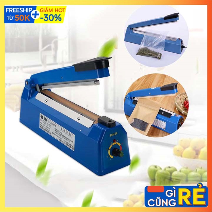 Máy hàn miệng túi nilon túi zip dập tay PFS 300 để bảo quản thực phẩm, bọc sản phẩm bán hàng, cắt màng co