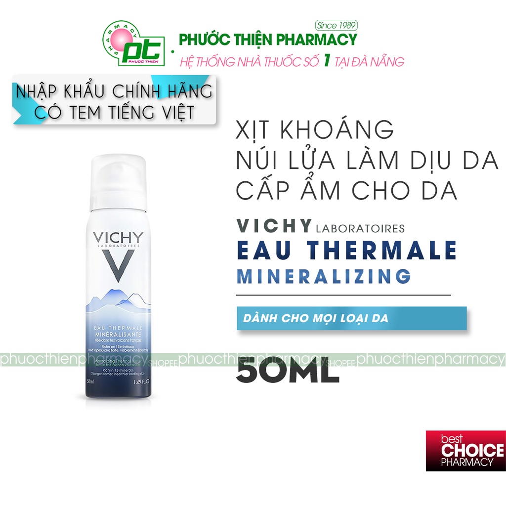 Xịt khoáng dưỡng da Vichy giúp phục hồi và làm dịu da tức thì, cân bằng độ pH EAU Mineralizing Thermal Water 300ml