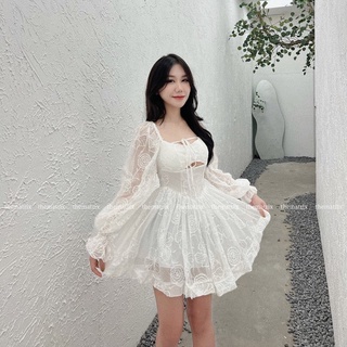 Váy hoa xẻ ngực (ảnh thật tự chụp)