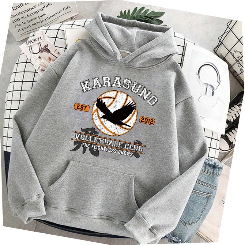 Áo Hoodie Họa Tiết Hoạt Hình Haikyuu Phong Cách Harajuku Nhật Bản Size S-3Xl Cho Nam
