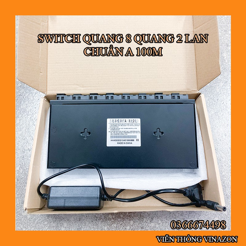 Bộ chuyển đổi quang điện converter 8 cổng quang chuẩn 2 cổng lan chuẩn 1000MBPS Chuẩn A