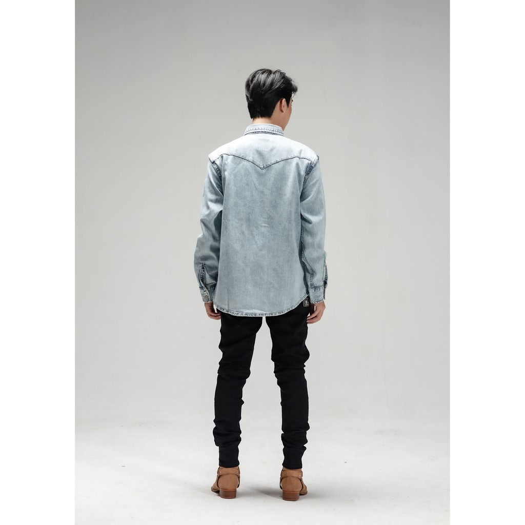 SNAZZY - Áo Sơ Mi Bò Nam dài tay cổ bẻ màu xanh nhạt | BigBuy360 - bigbuy360.vn