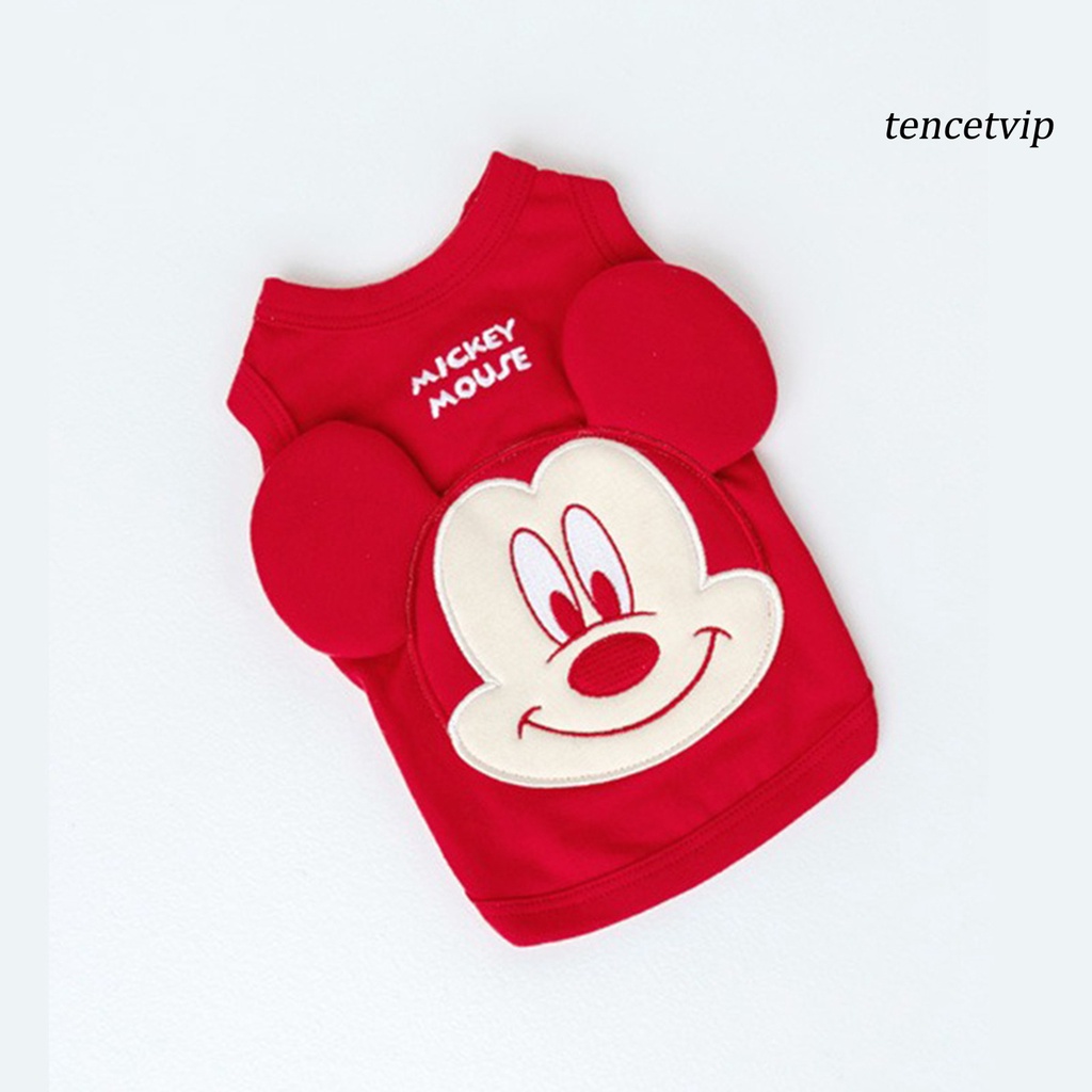 Áo không tay in hình chuột Mickey hoạt hình thoáng khí dành cho thú cưng