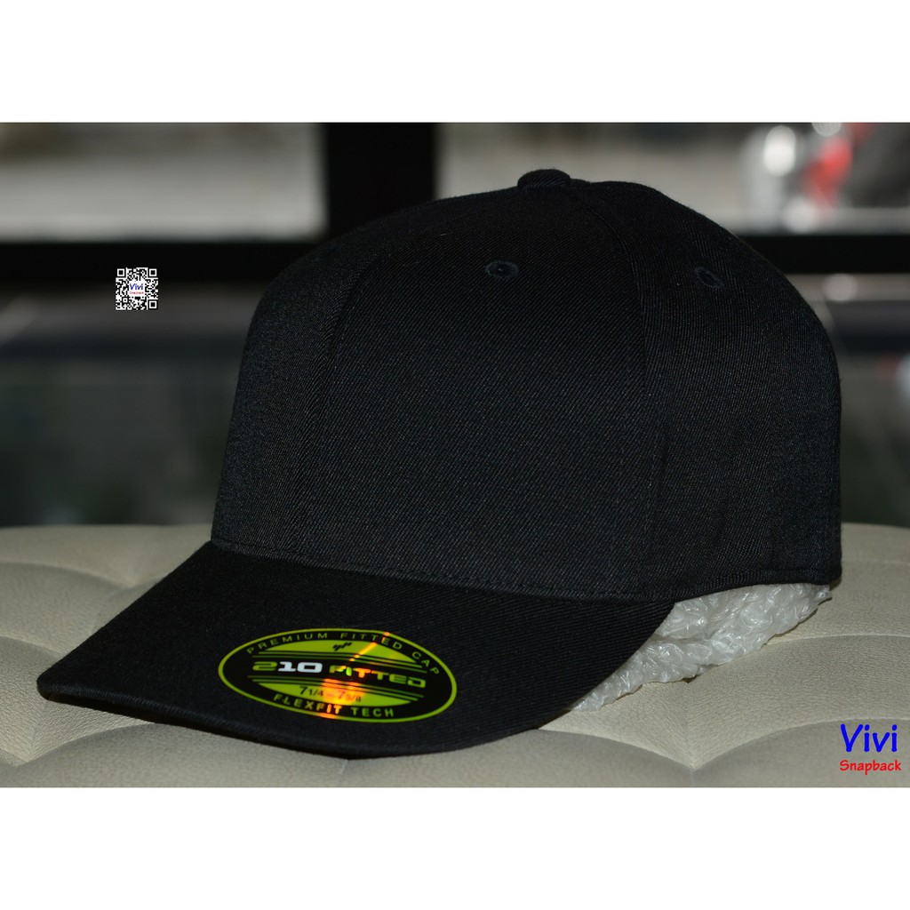 Mũ size to nón size lớn bít đuôi màu đen Premium 210 Flexfit Fitted Full Black Cap ( Hình thật )