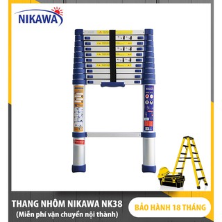 [ Giao tại Hà Nội, Miễn Phí Vận Chuyển ] Thang Nhôm Rút Thông Minh Nikawa NK-38 - 13 Bậc - 3.8 Mét
