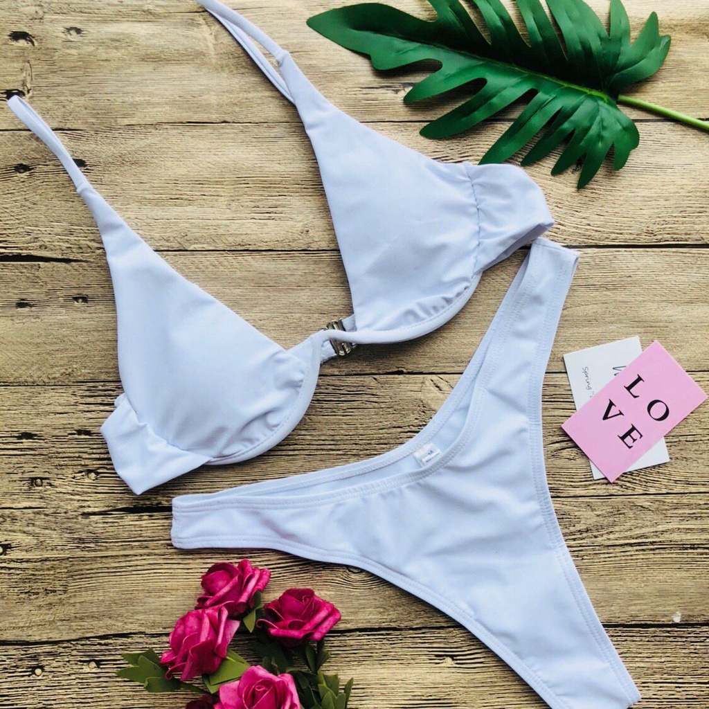 Bộ Bikini 2 Mảnh Có Đệm Nâng Ngực Màu Sắc Thời Trang