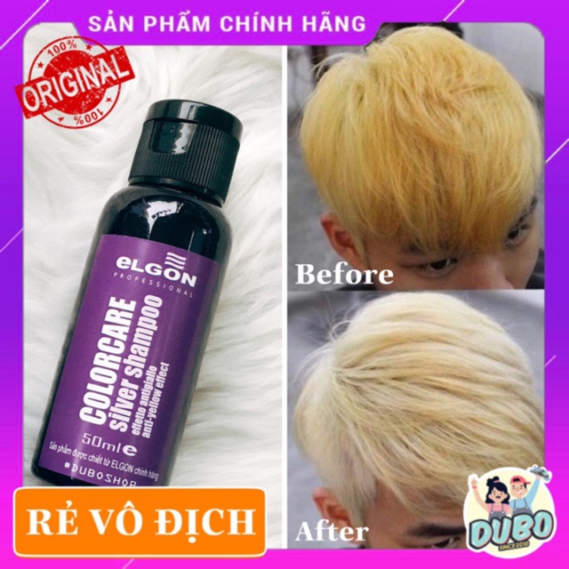 [CHÍNH HÃNG] Dầu Gội Tím Khử Vàng ELGON Silver Shampoo- Giữ Màu, Khử Vàng Cho Tóc Tẩy Nhuộm ( 50ML NGUYÊN CHẤT )