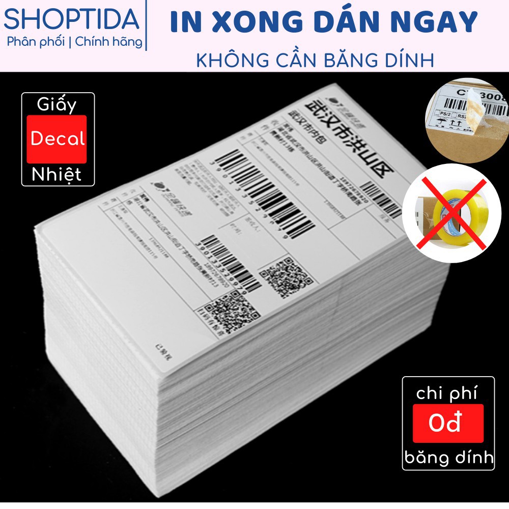 ⚡️⚡️⚡️Giấy In Nhiệt 1000 tờ - khổ A6 3 lớp chống nước không phai chữ in đơn hàng tự dán dùng cho máy in nhiệt SP46