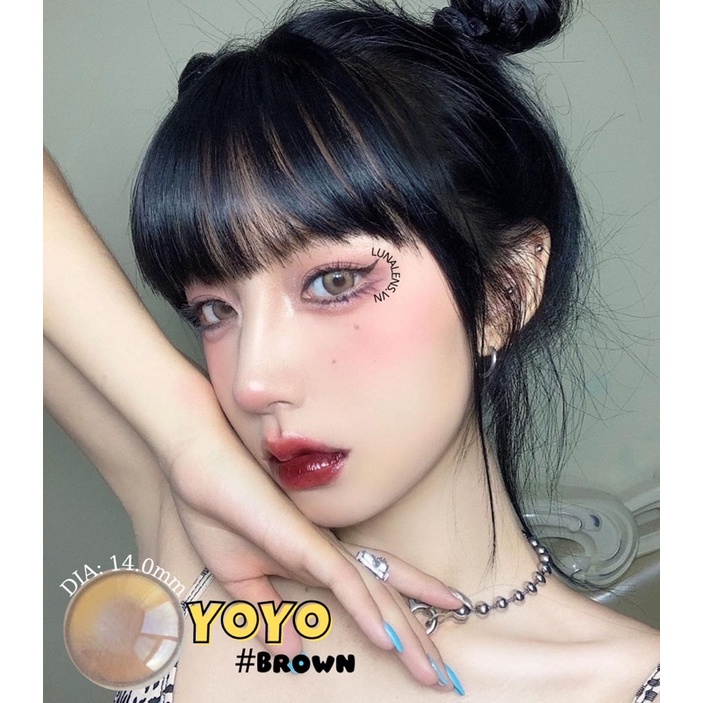 KÍNH ÁP TRÒNG MÀU NÂU HỔ PHÁCH YOYO BROWN SIÊU ÊM SIÊU MỀM NỘI ĐỊA TRUNG QUỐC - LENS CÓ ĐỘ CẬN
