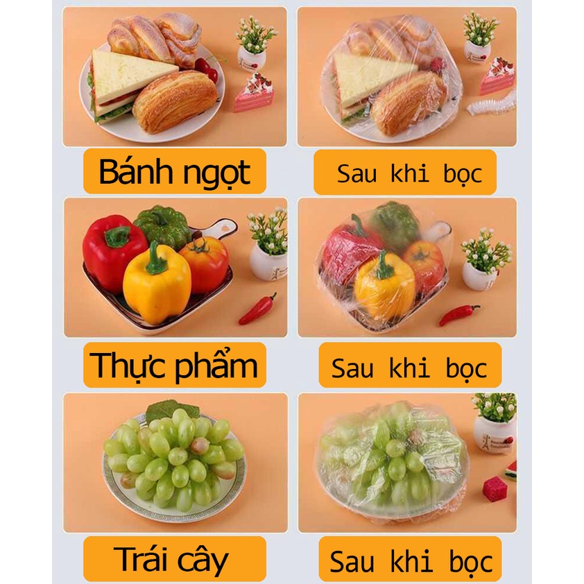 Sét 100 Màng Bọc Thực Phẩm PE Hình Gấu có chun bo tái sử dụng được nhiều Lần MB01