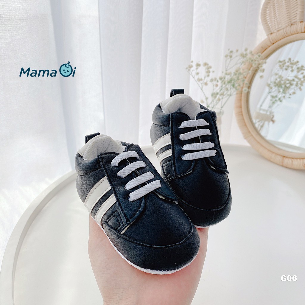 G06Giày tập đi cho bé giày bata vải da sang trọng đen sọc trắng thời trang cho bé tập đi của Mama Ơi - Thời trang cho bé