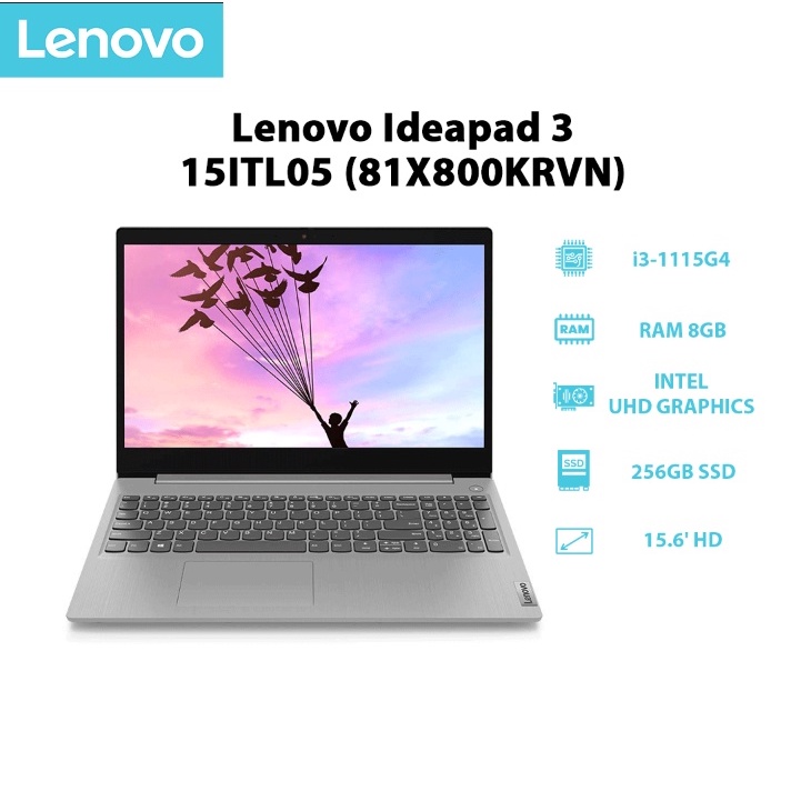 Laptop Lenovo IdeaPad 3 15ITL05 81X800KRVN i3-1115G4 | 8GB | 256GB |15.6' HD | Win 11