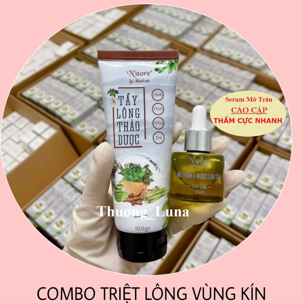 Combo triệt lông vùng kín Bikini Kem tẩy lông thảo dược &amp; mỡ trăn cao cấp Ngọc Lan Tây chuyên dùng cho da nhạy cảm