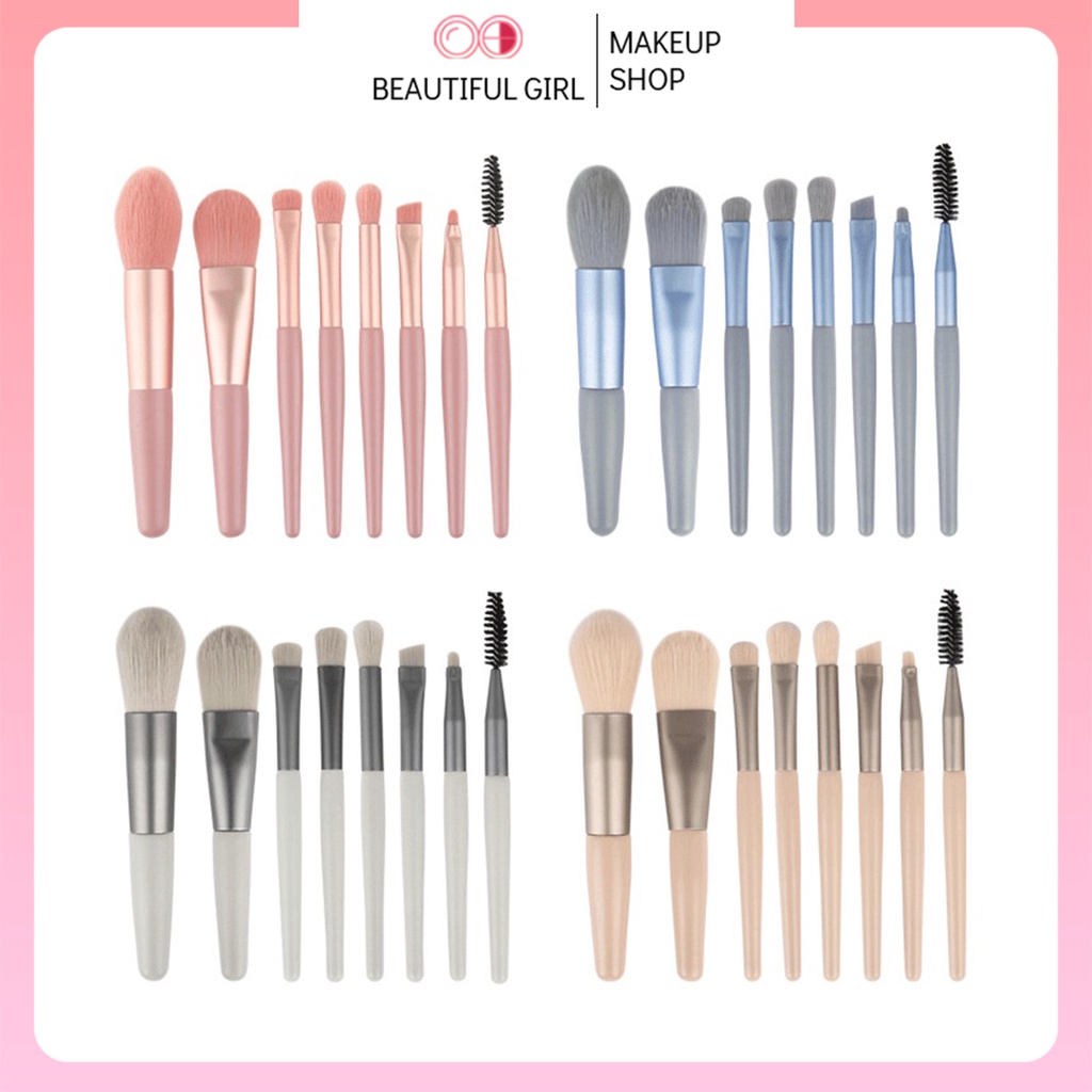 Set 8 Cọ Trang Điểm Lông Mềm Thiết Kế Nhỏ Gọn Dễ Thương