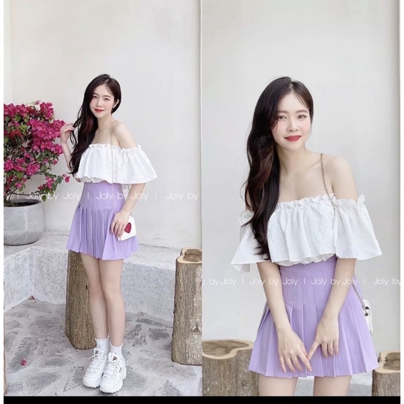 SÉT ÁO BẸT VAI KÈM CHÂN VÁY XINH ULZZANG S10