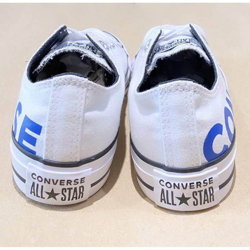 Giày Converse wordmark trắng chữ xanh cổ thấp