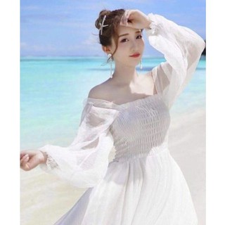 Đầm maxi Nhún ngực & Tay dài