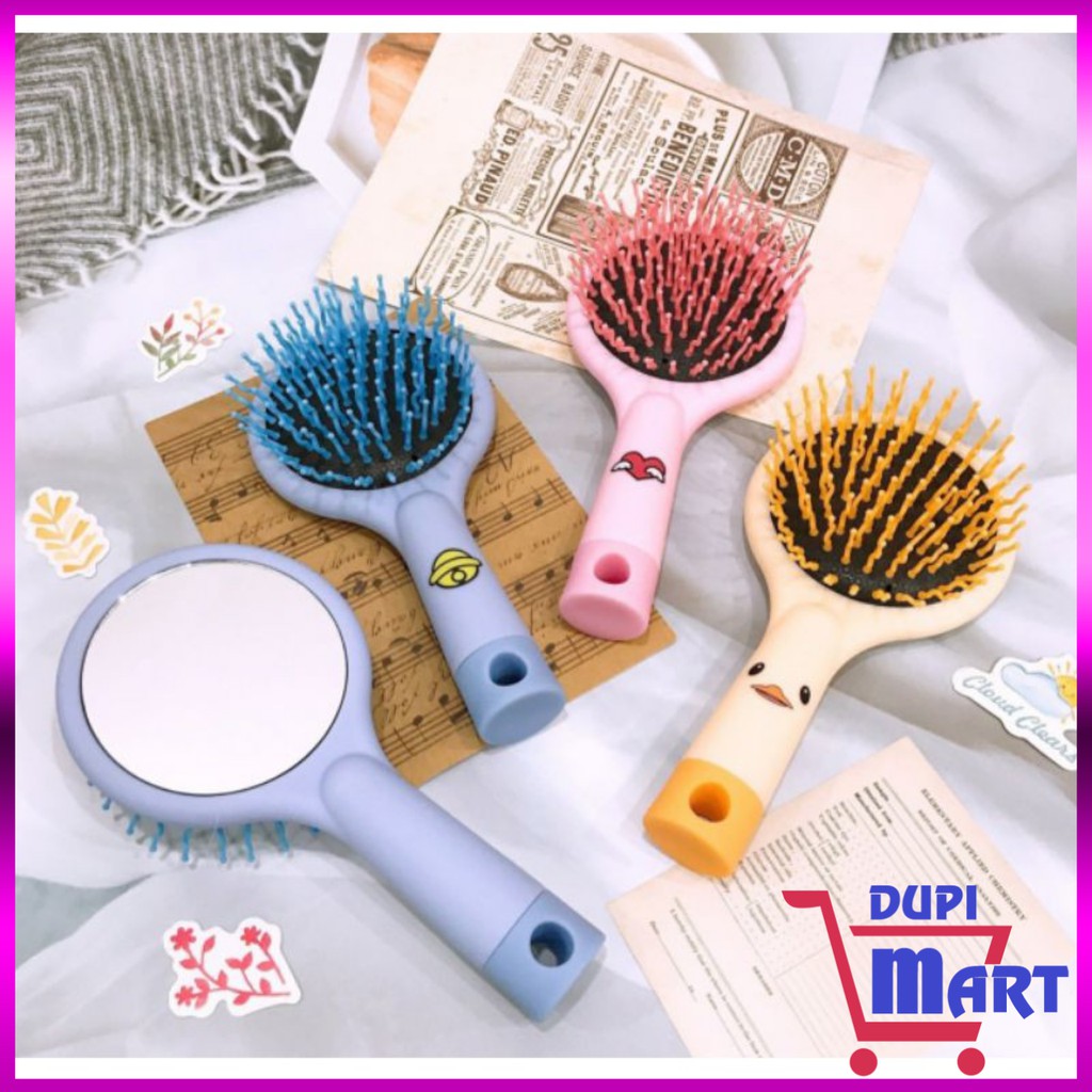 [2 IN 1]Lược Chải Tóc Rối Rainbow Massage Có Gương Nhiều Màu Sắc Xinh Xắn Ngỗ Nghĩnh